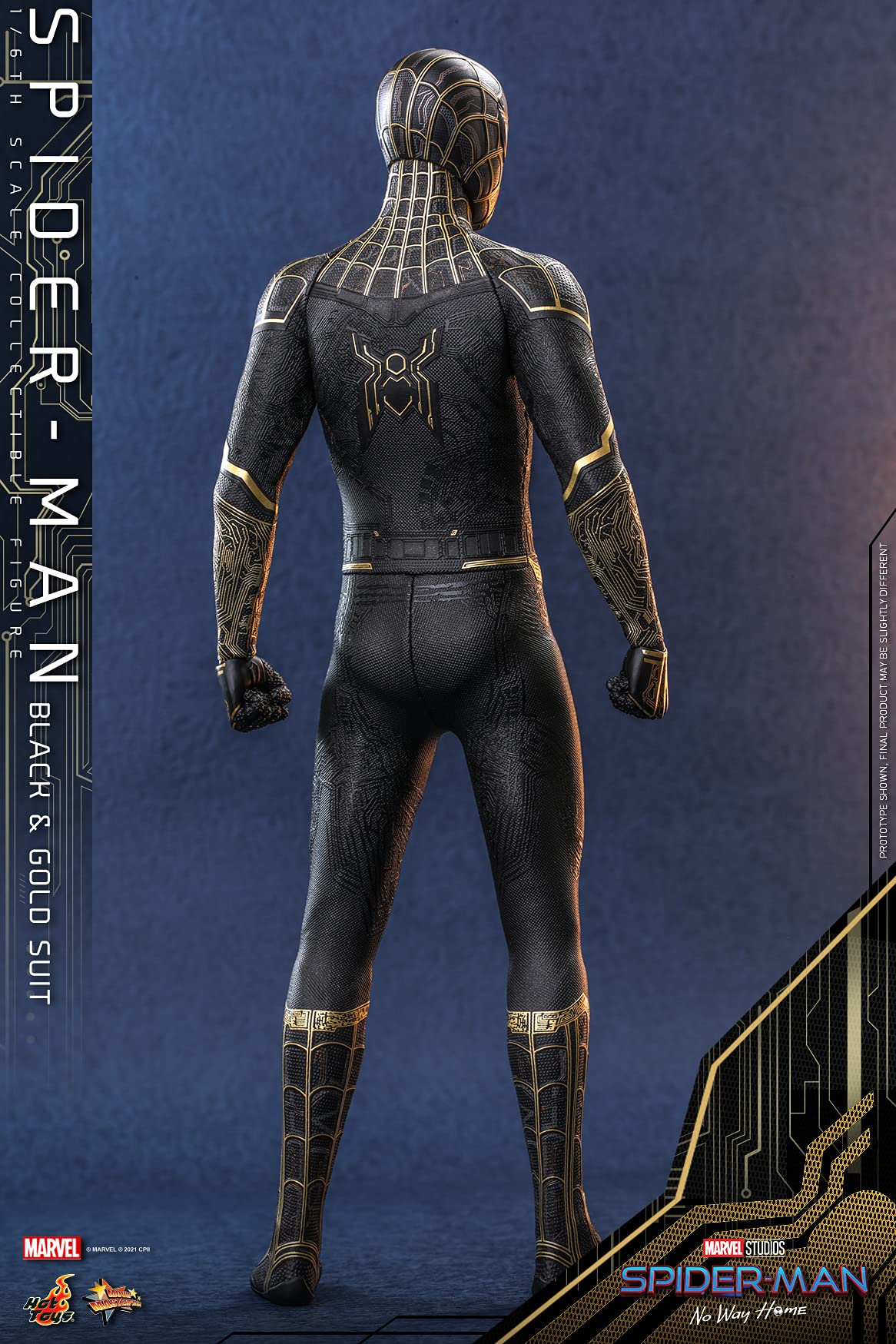 Hot Toys Spider-Man Traje Negro y Dorado 1:6 – Figura de Colección de Spider-Man: No Way Home, Detalles Realistas, Traje y Accesorios Completo, Articulada para Exhibición Premium