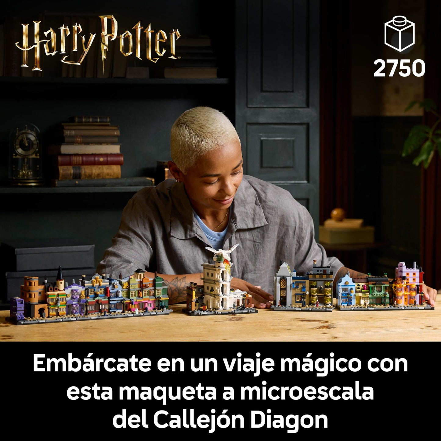LEGO Harry Potter Tiendas Mágicas del Callejón Diagon 76444, Maqueta para Adultos con 12 Micro Figuras y Autobús Noctámbulo, Set de Construcción Coleccionable