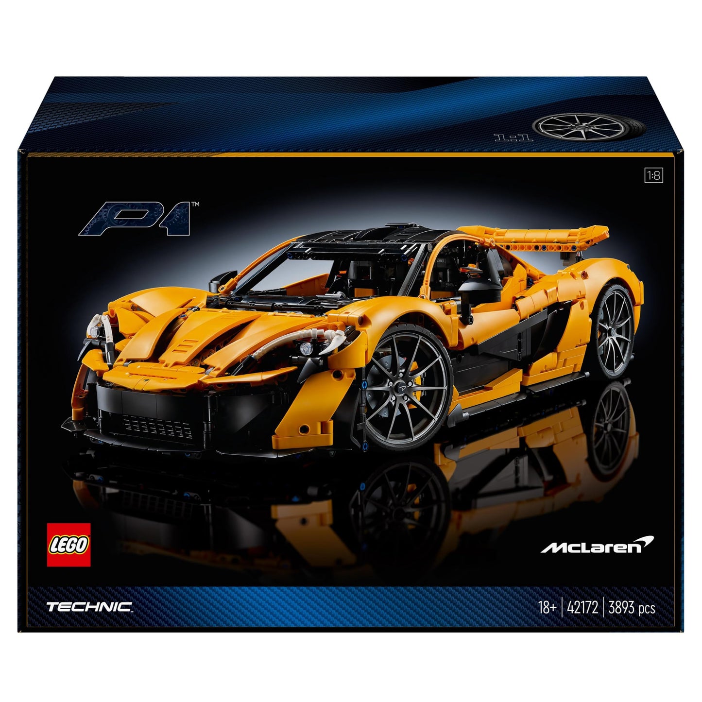 LEGO Technic McLaren P1, Maqueta de Coche de Carreras a Escala para Adultos, Set de Construcción Coleccionable, Regalo para Aficionados a los Supercoches y al Motor 42172