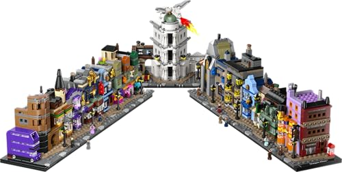 LEGO Harry Potter Tiendas Mágicas del Callejón Diagon 76444, Maqueta para Adultos con 12 Micro Figuras y Autobús Noctámbulo, Set de Construcción Coleccionable