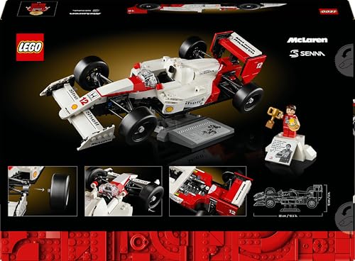 LEGO Icons McLaren MP4/4 con Minifigura de Ayrton Senna, Maqueta de Coche de Fórmula 1 para Adultos, Set de Construcción Coleccionable, Decoración para Hogar u Oficina, Regalo para Aficionados al Motor 10330