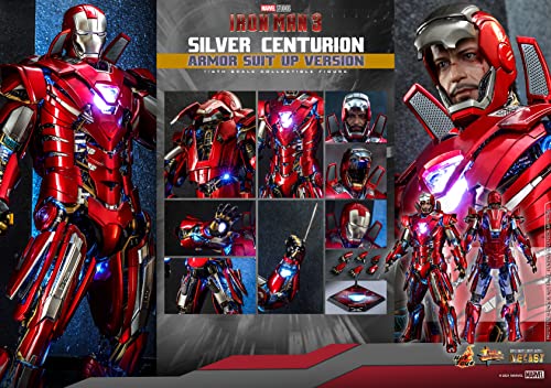 Hot Toys Iron Man Mark XXXIII Silver Centurion 1:6 – Figura de Colección Iron Man 3, Armadura Detallada, Traje Completo y Articulaciones Premium