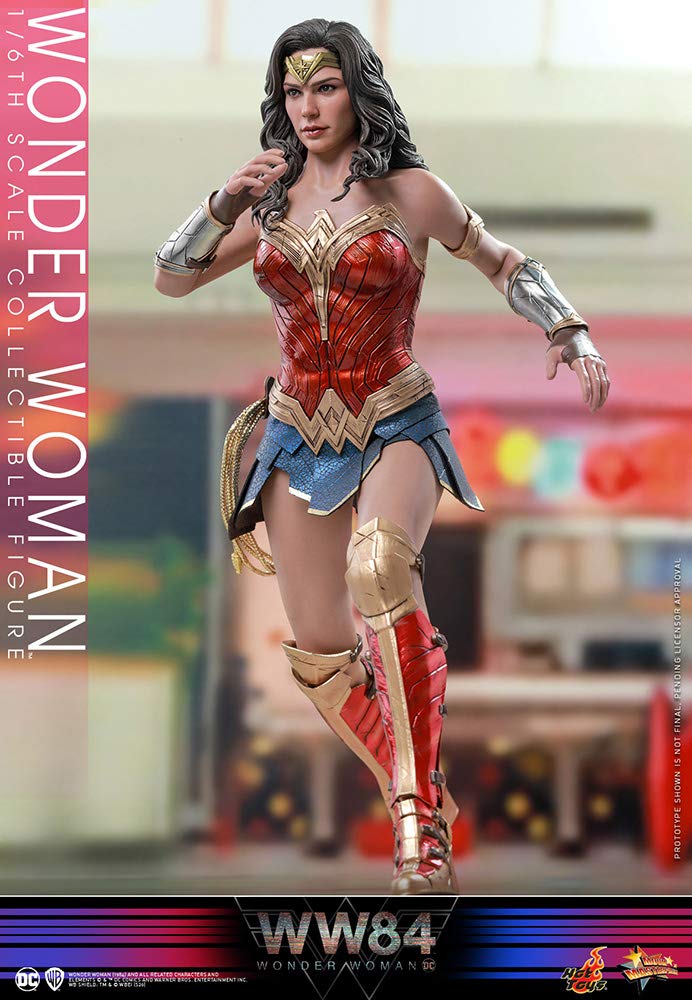 Hot Toys Figura Coleccionable Mujer Maravilla 1:6 – WW84, Multicolor, Edición Detallada con Armadura Dorada, Articulada con Accesorios y Base, Ideal para Fans de DC y Coleccionistas