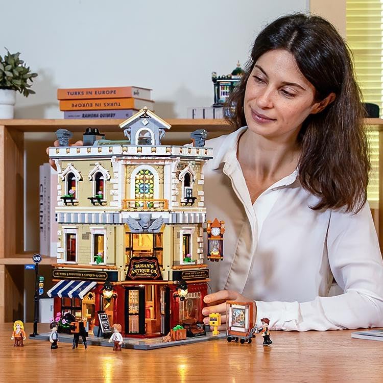 FUNWHOLE Set de Construcción LED Tienda Antigua, 2847 Piezas, Maqueta Arquitectónica de Esquina Urbana para Adultos y Adolescentes
