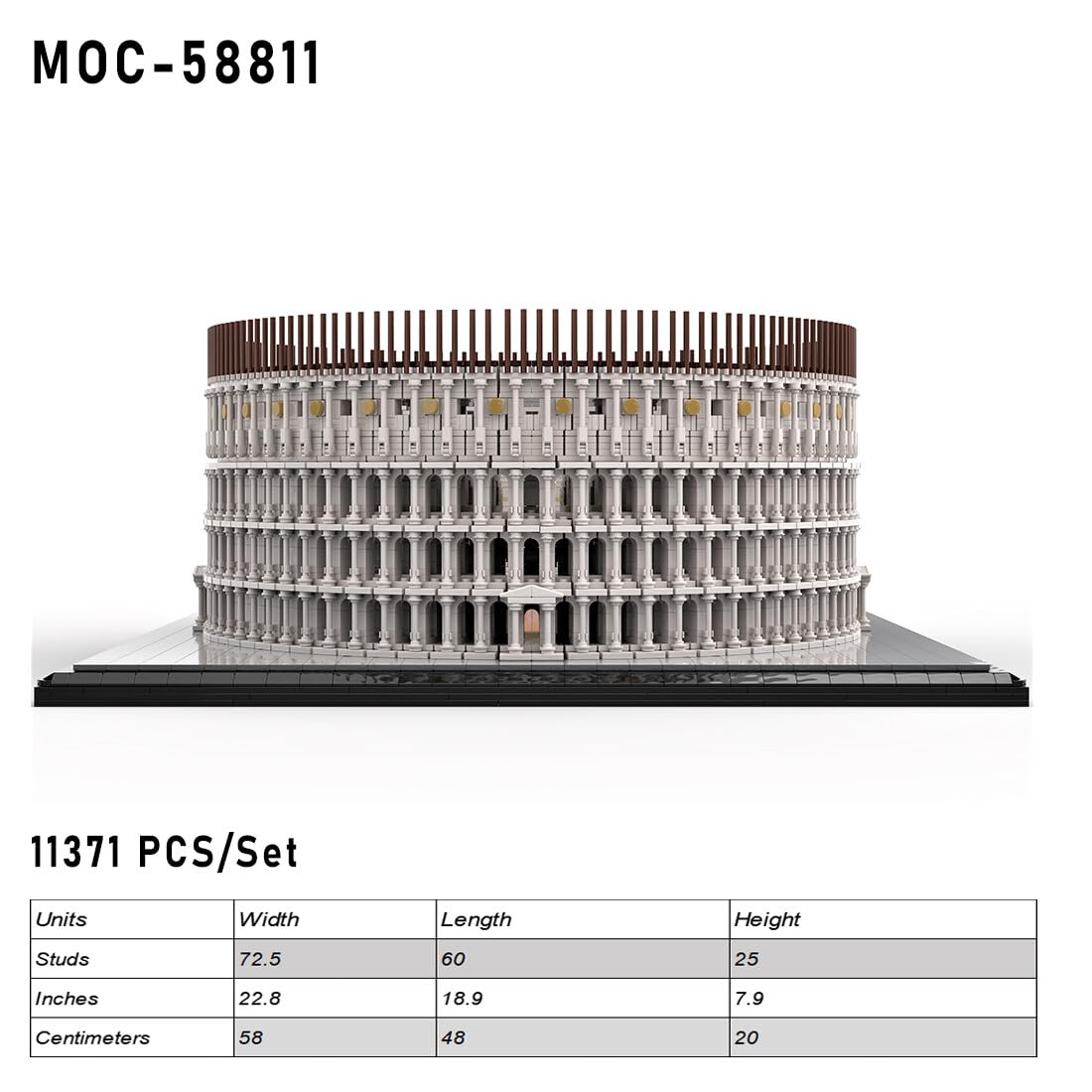Metalakaer Kit de Construcción Coliseo de la Antigua Roma, Maqueta Arquitectónica Modular MOC-58811, 11371 Piezas