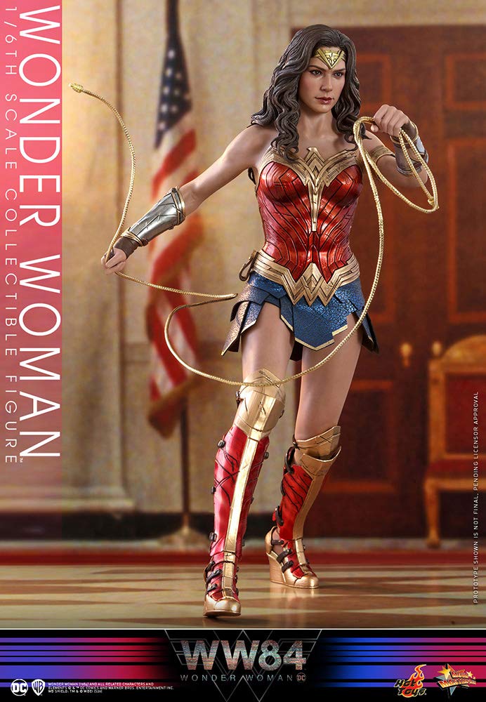 Hot Toys Figura Coleccionable Mujer Maravilla 1:6 – WW84, Multicolor, Edición Detallada con Armadura Dorada, Articulada con Accesorios y Base, Ideal para Fans de DC y Coleccionistas