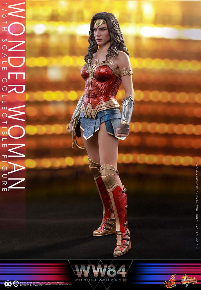 Hot Toys Figura Coleccionable Mujer Maravilla 1:6 – WW84, Multicolor, Edición Detallada con Armadura Dorada, Articulada con Accesorios y Base, Ideal para Fans de DC y Coleccionistas