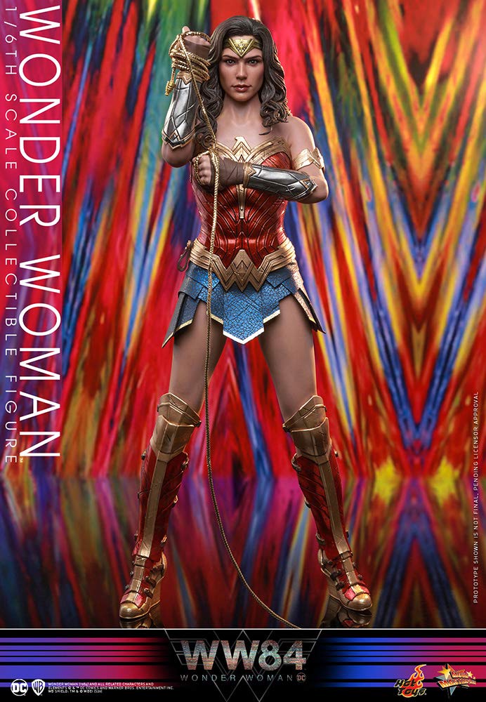 Hot Toys Figura Coleccionable Mujer Maravilla 1:6 – WW84, Multicolor, Edición Detallada con Armadura Dorada, Articulada con Accesorios y Base, Ideal para Fans de DC y Coleccionistas