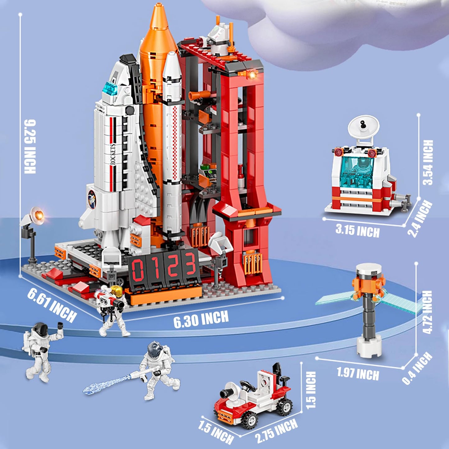 Set de Construcción STEM Cohete 11 en 1 con 888 Piezas, Transbordador Espacial y Estación Espacial Urbana con Figuras de Astronautas, Juguete Educativo y Creativo, Regalo de Navidad para Niños y Niñas de 6 a 14 Años