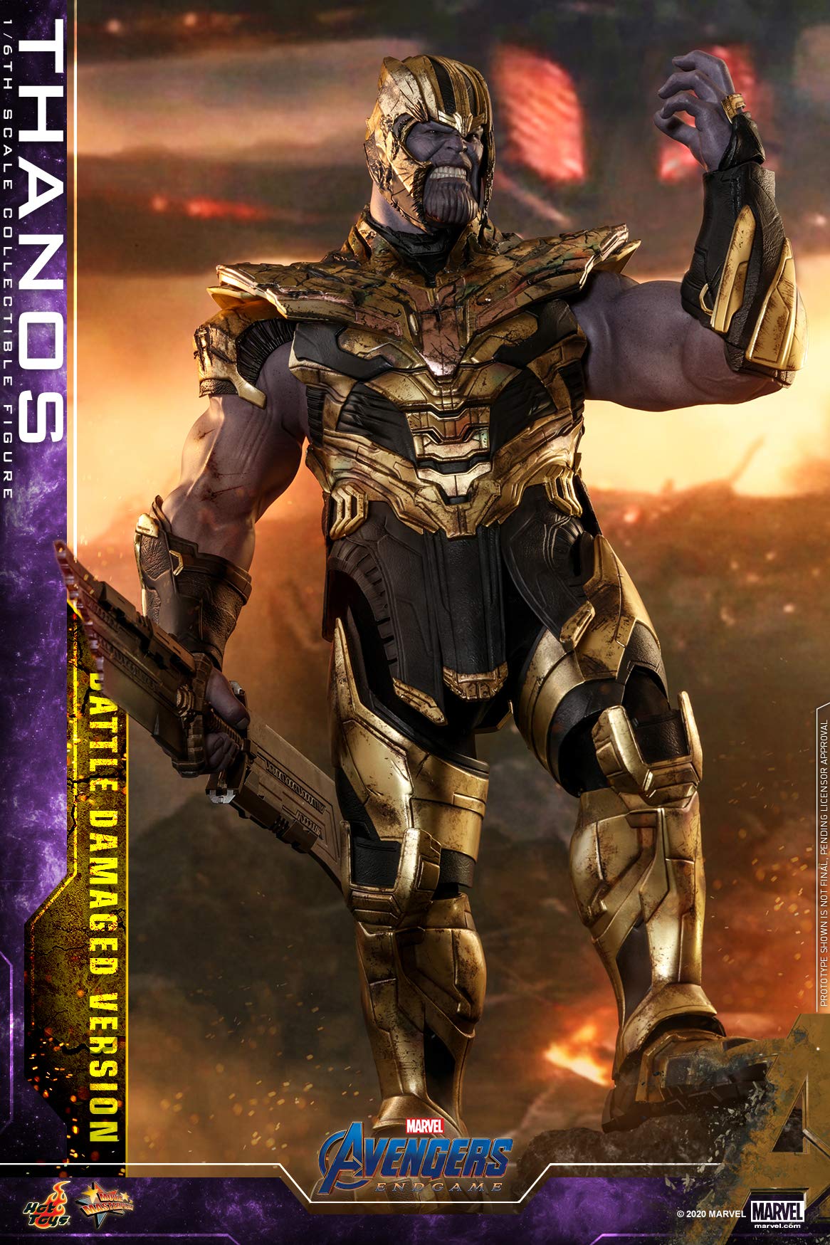 Hot Toys Thanos 1:6 Versión Batalla Dañada – Figura de Colección de Avengers: Endgame, Detalles Realistas, Armadura y Accesorios Completo, Articulada para Exhibición Premium