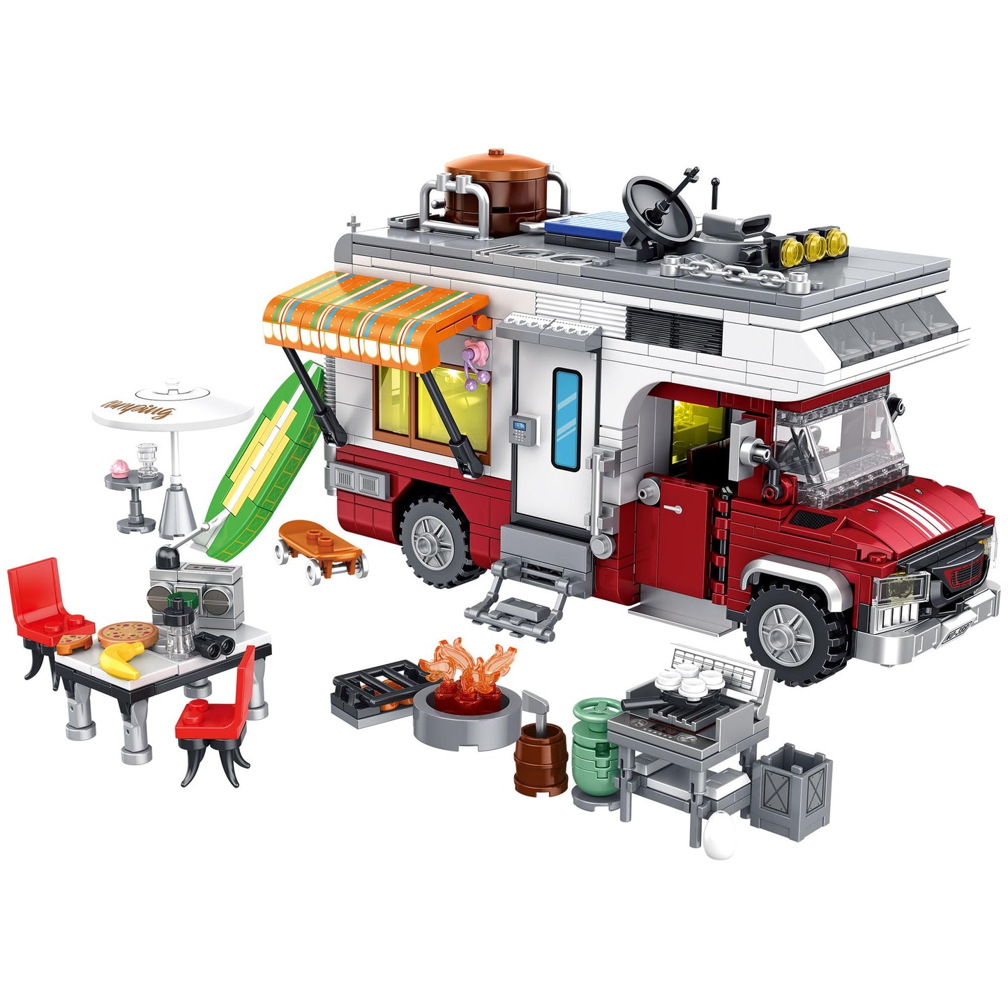 TYCOLE City Juguete de Construcción Autocaravana, Set de Modelo de Acampada con Luces y Accesorios, 880 Piezas, Regalo de Cumpleaños para Niños y Niñas de 6 Años en Adelante
