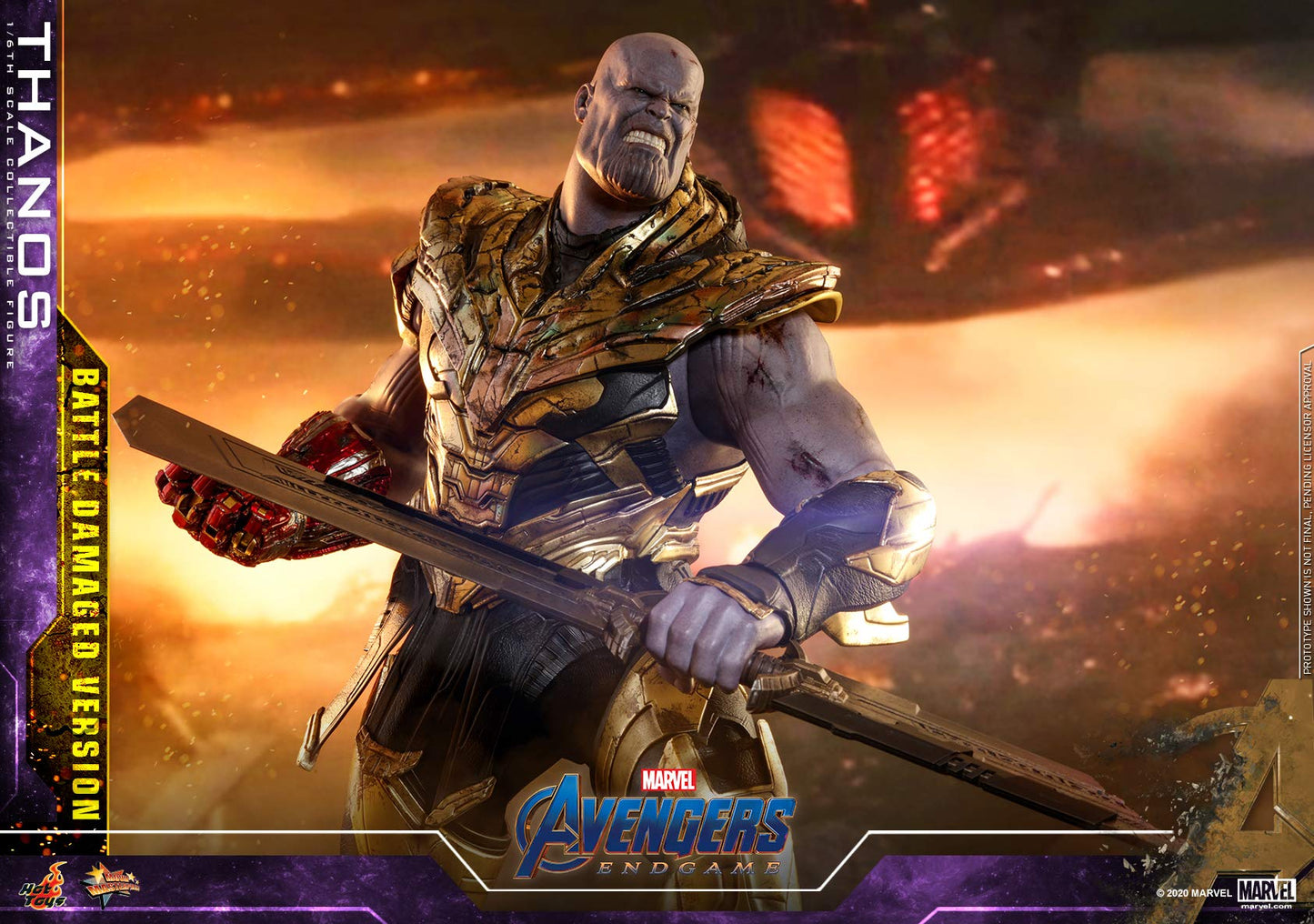 Hot Toys Thanos 1:6 Versión Batalla Dañada – Figura de Colección de Avengers: Endgame, Detalles Realistas, Armadura y Accesorios Completo, Articulada para Exhibición Premium