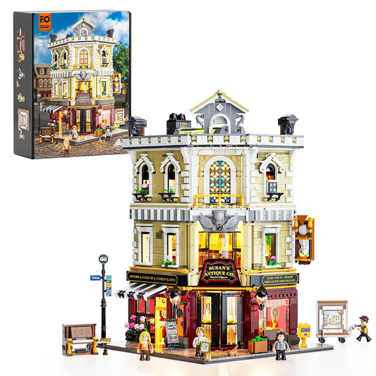 FUNWHOLE Set de Construcción LED Tienda Antigua, 2847 Piezas, Maqueta Arquitectónica de Esquina Urbana para Adultos y Adolescentes