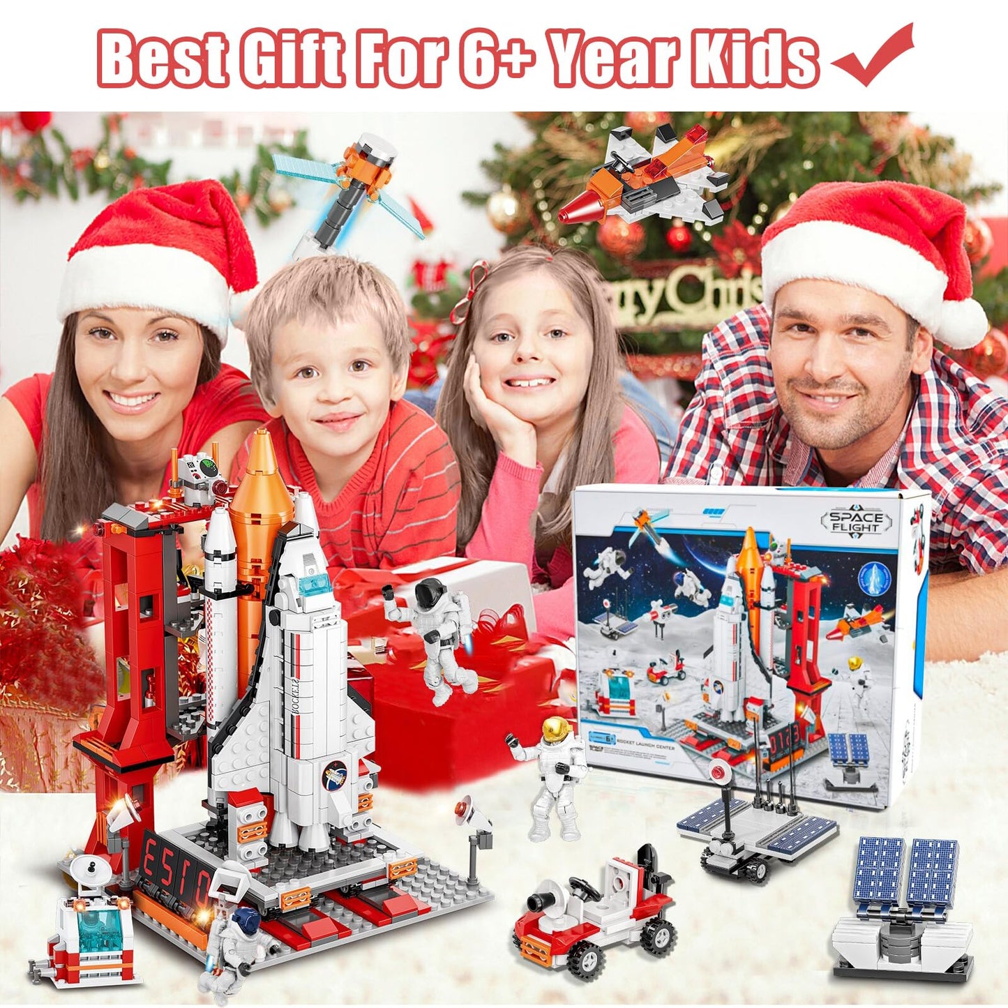 Set de Construcción STEM Cohete 11 en 1 con 888 Piezas, Transbordador Espacial y Estación Espacial Urbana con Figuras de Astronautas, Juguete Educativo y Creativo, Regalo de Navidad para Niños y Niñas de 6 a 14 Años