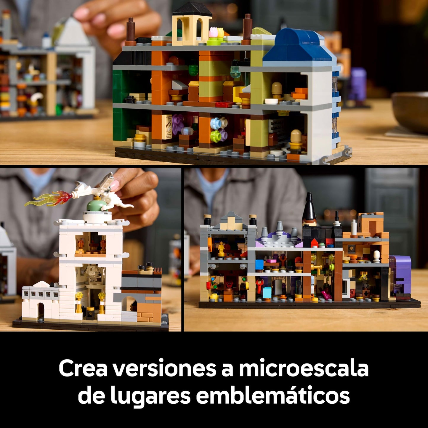 LEGO Harry Potter Tiendas Mágicas del Callejón Diagon 76444, Maqueta para Adultos con 12 Micro Figuras y Autobús Noctámbulo, Set de Construcción Coleccionable