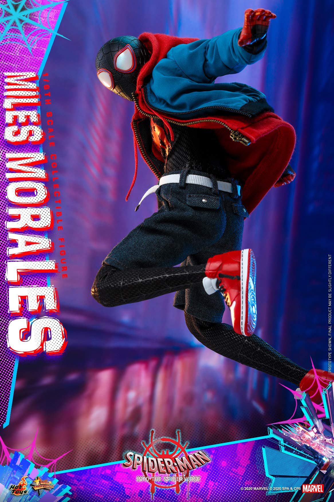 Hot Toys Figura Coleccionable Miles Morales 1:6 – Into The Spider-Verse, Detalles Realistas, Articulada, Accesorios Intercambiables, Ideal para Fans y Coleccionistas