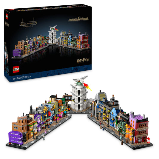 LEGO Harry Potter Tiendas Mágicas del Callejón Diagon 76444, Maqueta para Adultos con 12 Micro Figuras y Autobús Noctámbulo, Set de Construcción Coleccionable