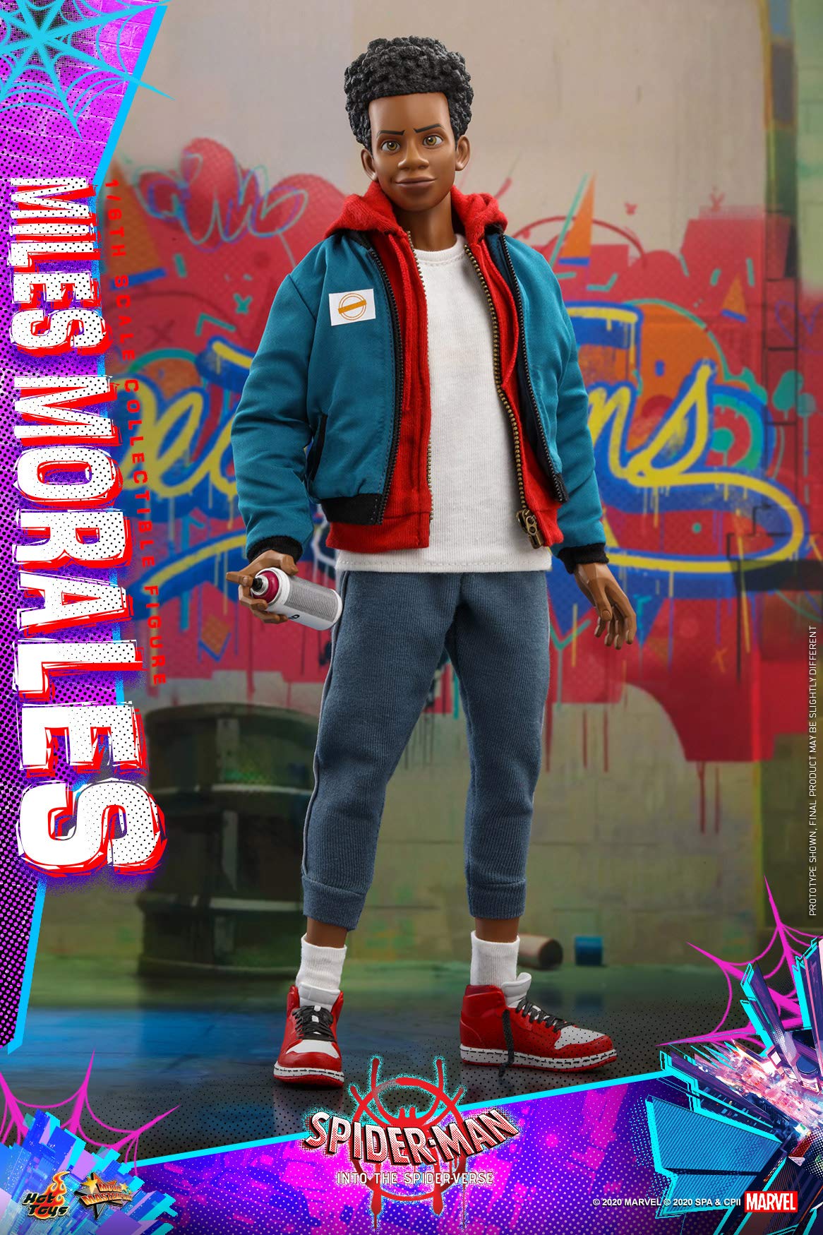 Hot Toys Figura Coleccionable Miles Morales 1:6 – Into The Spider-Verse, Detalles Realistas, Articulada, Accesorios Intercambiables, Ideal para Fans y Coleccionistas