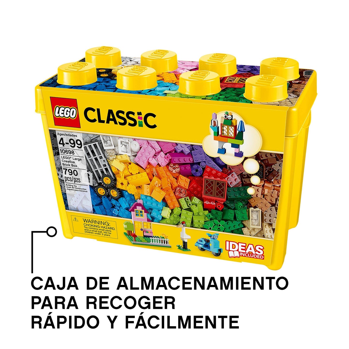 LEGO Classic Caja de Ladrillos Creativos Grande, Juguetes de Construcción y Manualidades para Niños y Niñas de 4 Años o Más, Animales, Casas y Coches de Juguete, Regalos de Cumpleaños Infantiles 10698