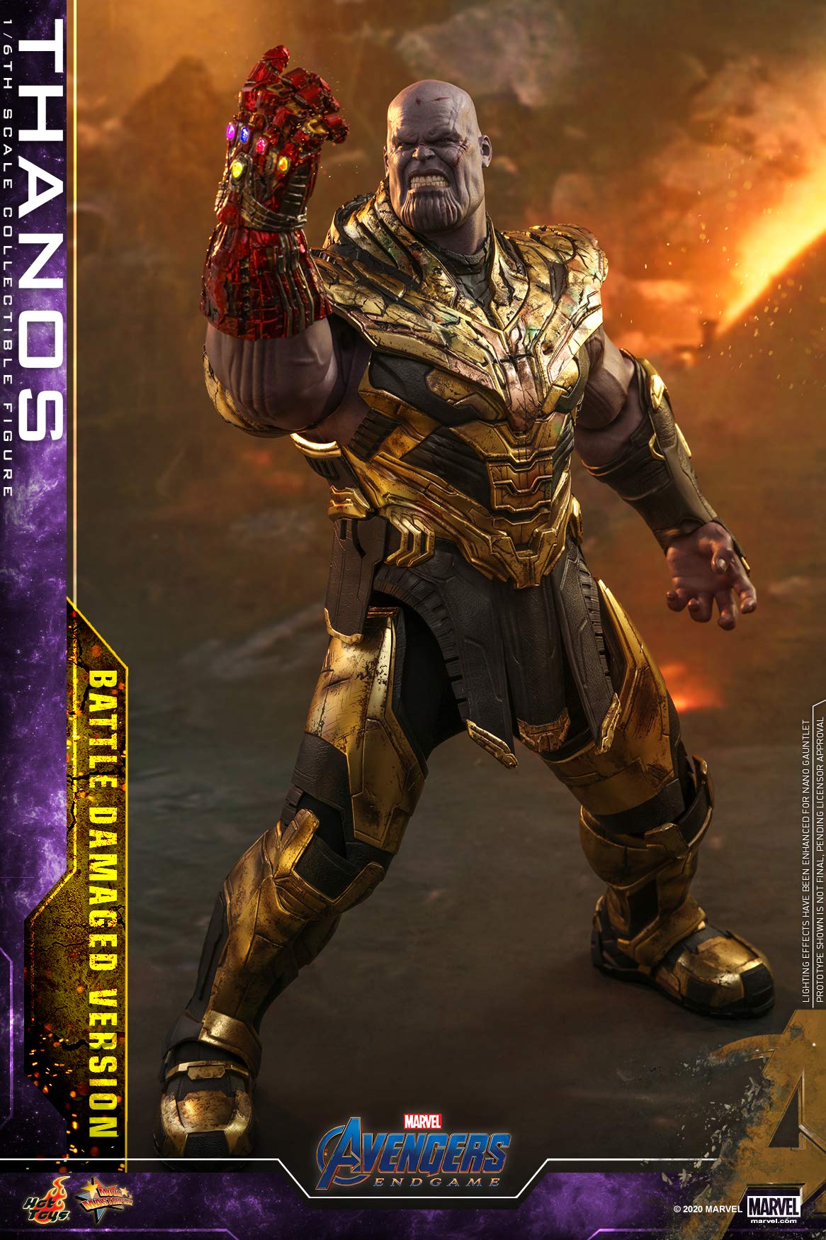 Hot Toys Thanos 1:6 Versión Batalla Dañada – Figura de Colección de Avengers: Endgame, Detalles Realistas, Armadura y Accesorios Completo, Articulada para Exhibición Premium