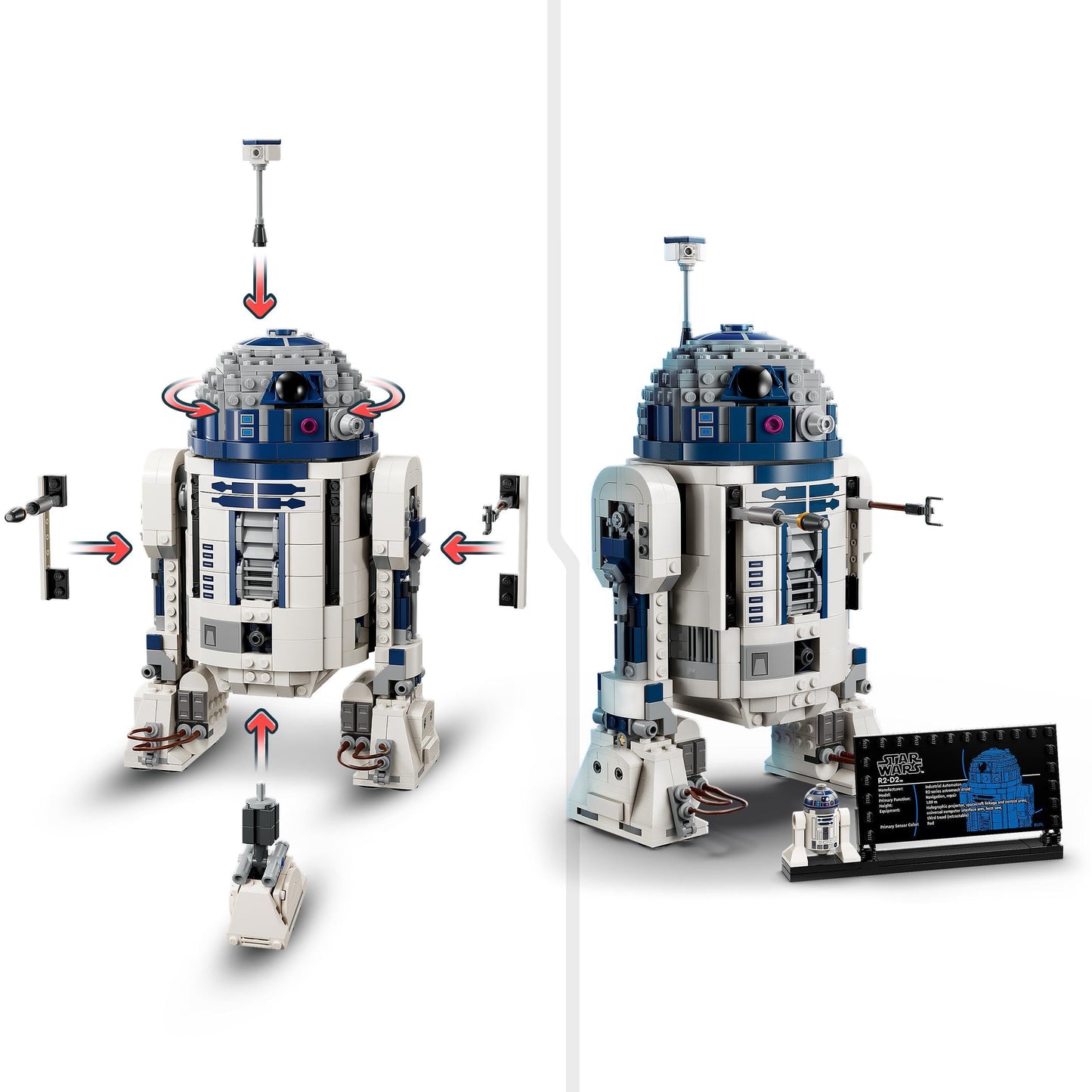 LEGO Star Wars R2-D2 Figura Articulada con Cabeza Giratoria, Periscopio y Herramientas, Incluye Minifigura de Darth Malak, Set de Construcción para Niños de 10+ Años, Fans y Coleccionistas 75379