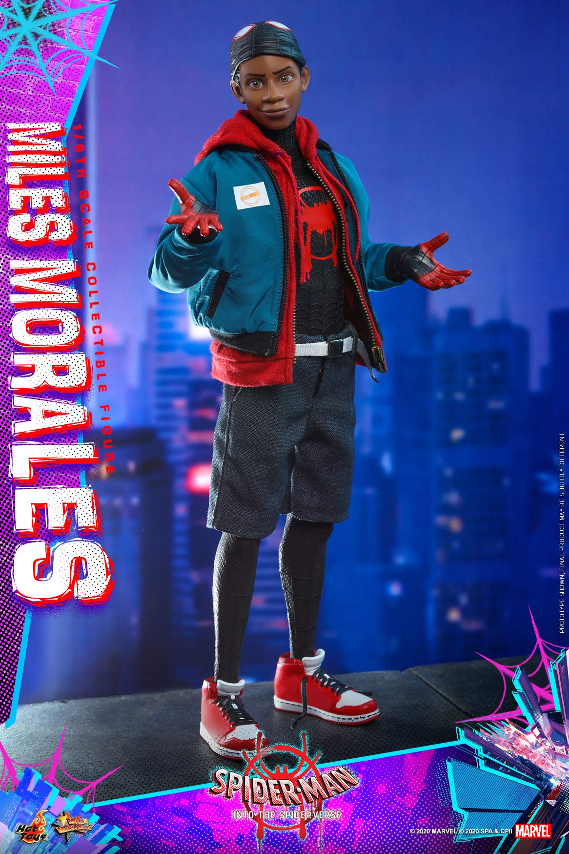 Hot Toys Figura Coleccionable Miles Morales 1:6 – Into The Spider-Verse, Detalles Realistas, Articulada, Accesorios Intercambiables, Ideal para Fans y Coleccionistas