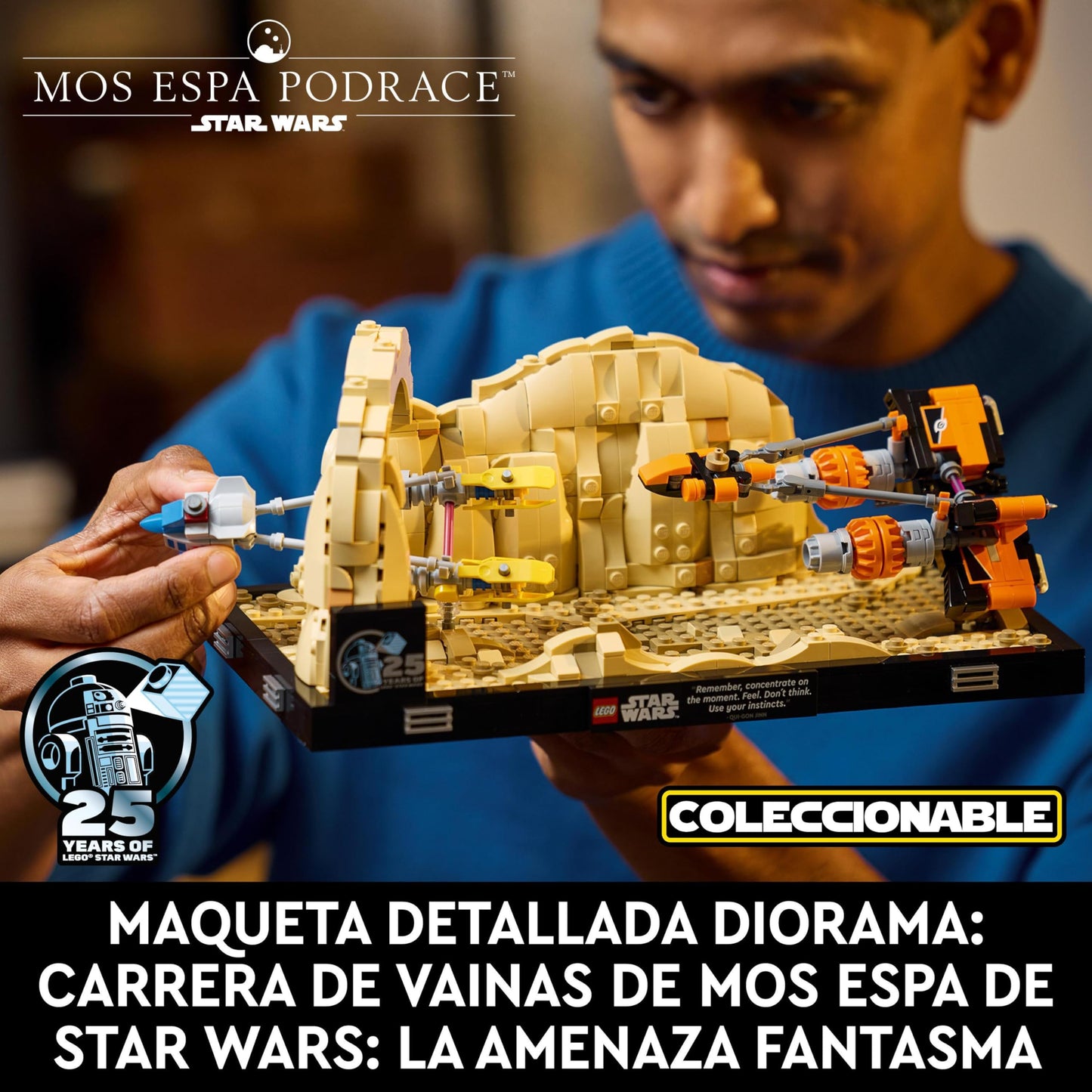 LEGO Star Wars La Amenaza Fantasma Diorama Carrera de Vainas de Mos Espa, Maqueta de Construcción para Adultos con Vaina de Anakin Skywalker, Regalo para Hombres y Mujeres Fans de Star Wars 75380