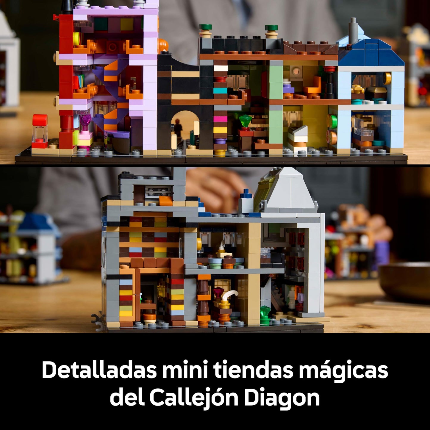 LEGO Harry Potter Tiendas Mágicas del Callejón Diagon 76444, Maqueta para Adultos con 12 Micro Figuras y Autobús Noctámbulo, Set de Construcción Coleccionable