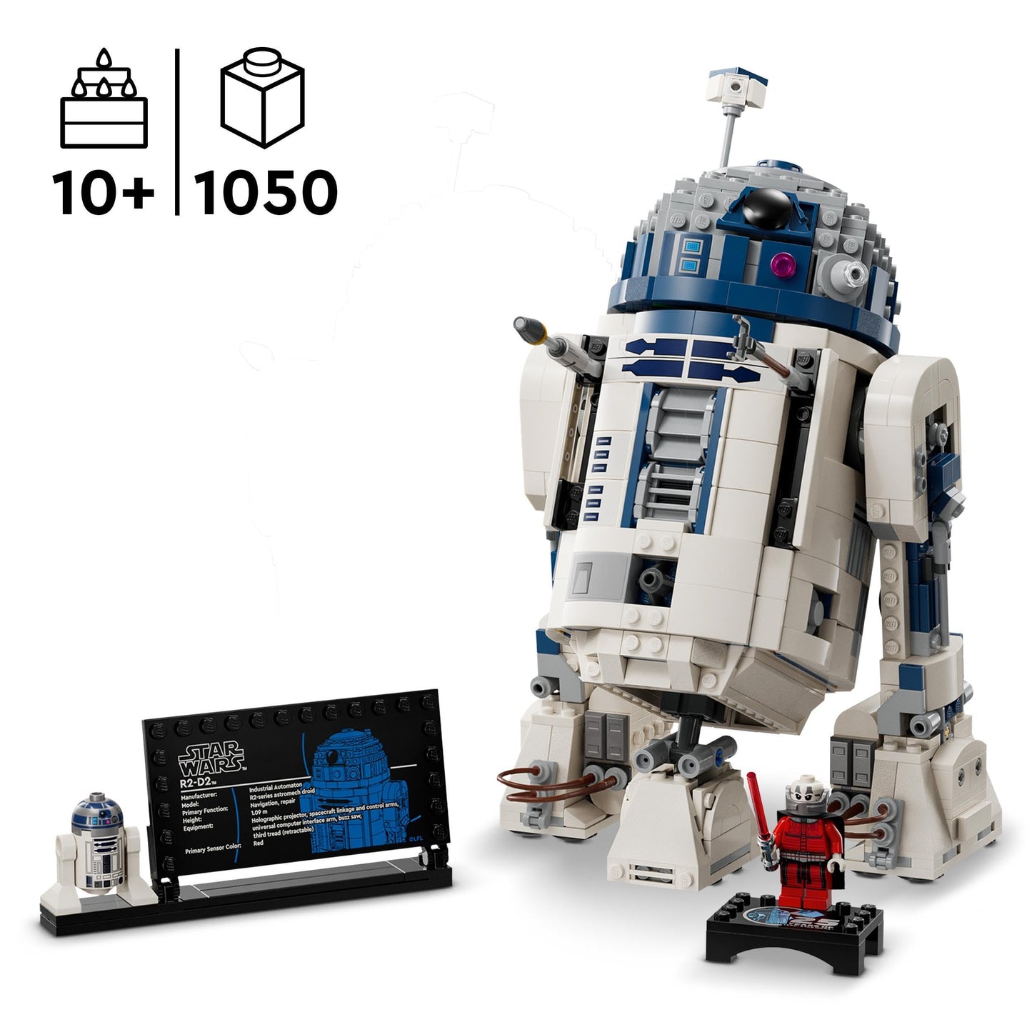 LEGO Star Wars R2-D2 Figura Articulada con Cabeza Giratoria, Periscopio y Herramientas, Incluye Minifigura de Darth Malak, Set de Construcción para Niños de 10+ Años, Fans y Coleccionistas 75379
