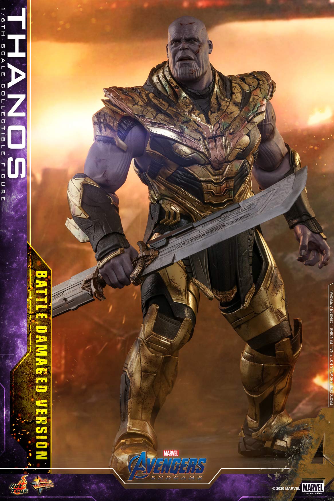 Hot Toys Thanos 1:6 Versión Batalla Dañada – Figura de Colección de Avengers: Endgame, Detalles Realistas, Armadura y Accesorios Completo, Articulada para Exhibición Premium