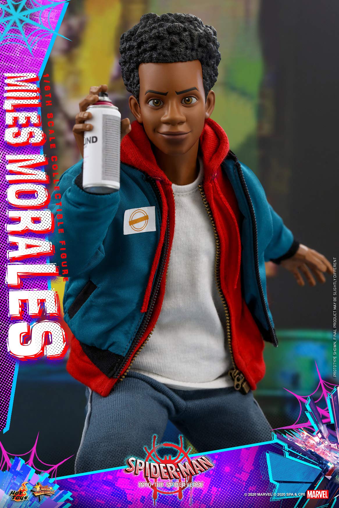 Hot Toys Figura Coleccionable Miles Morales 1:6 – Into The Spider-Verse, Detalles Realistas, Articulada, Accesorios Intercambiables, Ideal para Fans y Coleccionistas