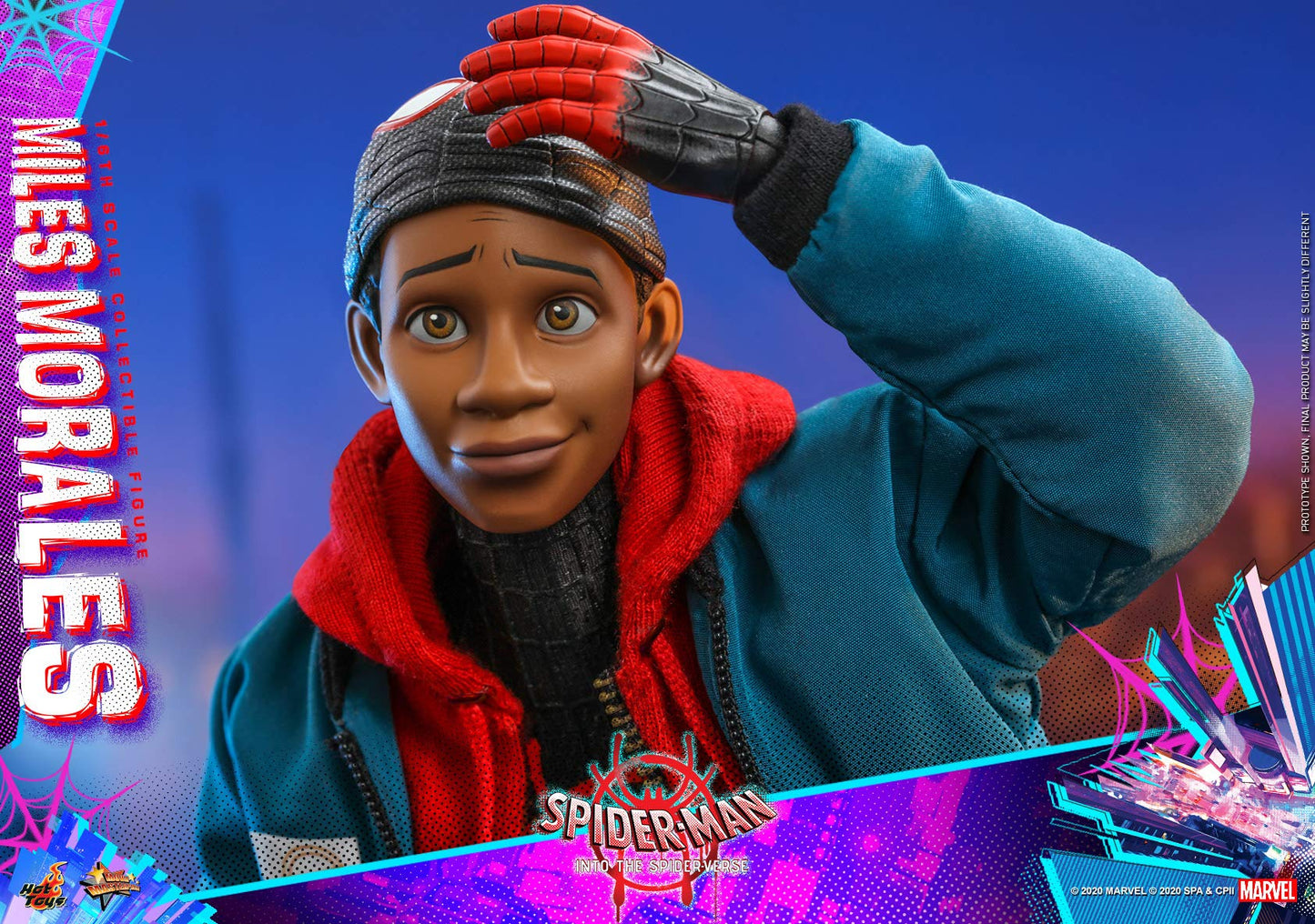 Hot Toys Figura Coleccionable Miles Morales 1:6 – Into The Spider-Verse, Detalles Realistas, Articulada, Accesorios Intercambiables, Ideal para Fans y Coleccionistas