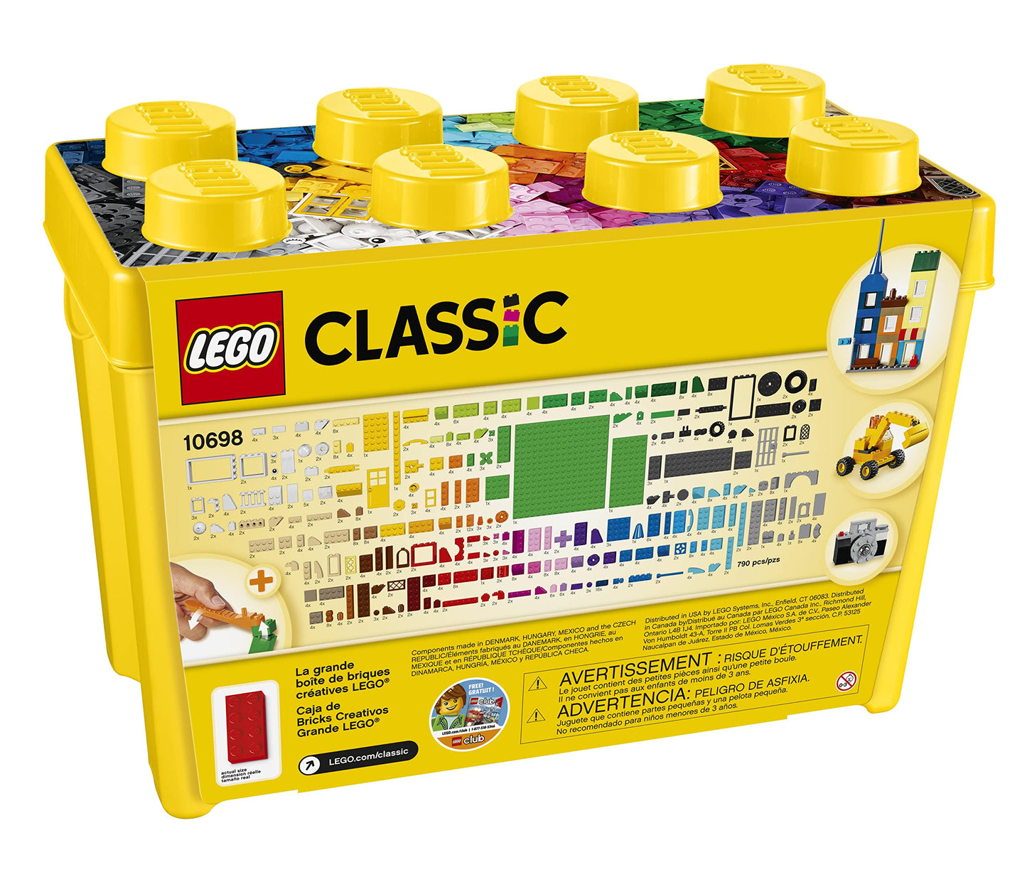 LEGO Classic Caja de Ladrillos Creativos Grande, Juguetes de Construcción y Manualidades para Niños y Niñas de 4 Años o Más, Animales, Casas y Coches de Juguete, Regalos de Cumpleaños Infantiles 10698
